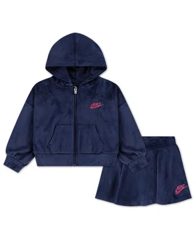 Nike Kids' Toddler Girls 2t-4t Velour Scooter 2-piece Set In Blue