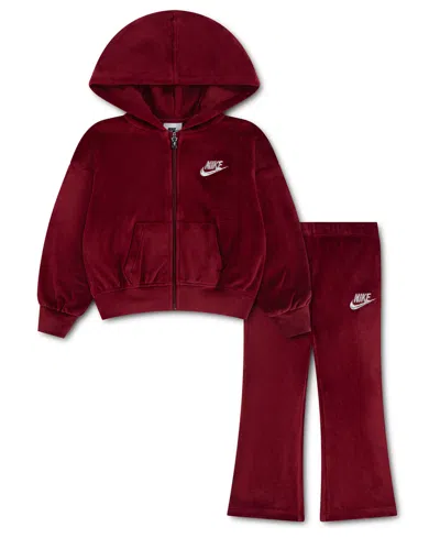 Nike Babies' Toddler Girls 2t-4t 2-piece Zip-up Hoodie And Flared Leggings Set In Multi