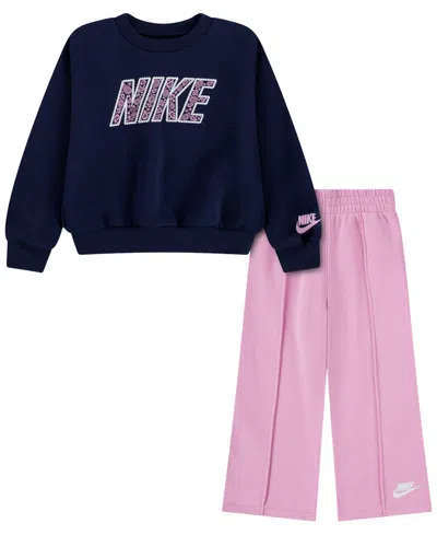 Nike Toddler Girls' 2t-4t Retro Remix Top And Pants, 2-piece Set In Blue