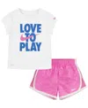 NIKE TODDLER GIRLS DRI-FIT ALL DAY SHORT SLEEVE TEE AND SHORTS SET