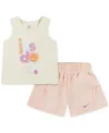 Nike Little Girls Sunny Swoosh Tank Top & Shorts, 2 Piece Set