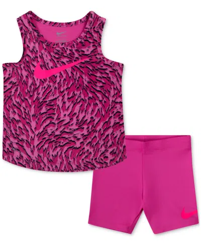 Nike Kids' Toddler Girls Veneer Tank Top And Shorts Set In Pink
