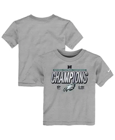 Nike Babies' Toddler Heather Gray Philadelphia Eagles 2024 Nfc Champions Locker Room Trophy Collection T-shirt