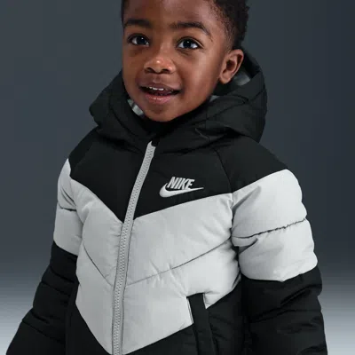 Nike Babies' Toddler Hooded Chevron Puffer Jacket In Black