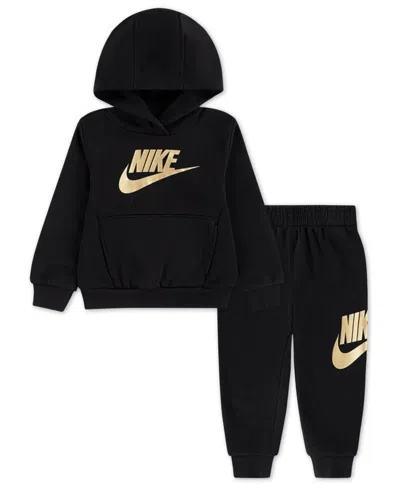 Nike Babies' Toddler Kids 2-piece Club Fleece Pullover Hoodie Set In Black