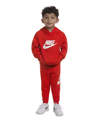 Nike Babies' Toddler Kids 2-piece Club Fleece Pullover Hoodie Set In Red