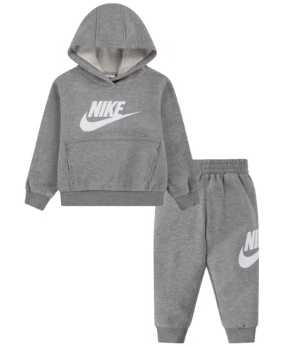 Nike Babies' Toddler Kids Club Fleece Pullover Hoodie, 2-piece Set In Dark Grey Heather