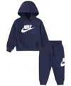 Nike Toddler Kids Club Fleece Pullover Hoodie, 2-piece Set In Midnight Navy