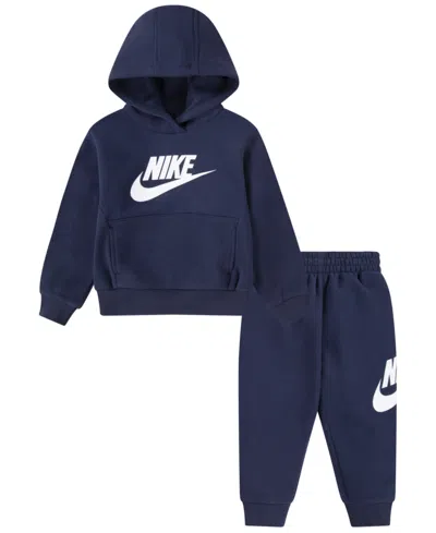 Nike Babies' Toddler Kids Club Fleece Pullover Hoodie, 2-piece Set In Midnight Navy