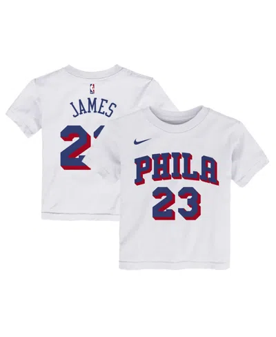 Nike Babies' Toddler Lebron James White Philadelphia 76ers Association Name Number T-shirt