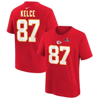 Nike Kids' Toddler  Travis Kelce Red Kansas City Chiefs Super Bowl Lviii Name & Number T-shirt