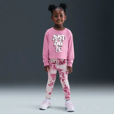 Nike Kids' Toddler Printed Club Long Sleeve T-shirt And Leggings Set In Pink