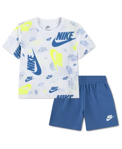 Nike Babies' Toddler Printed T-shirt & Lightweight French Terry Shorts, 2 Piece Set In Multi