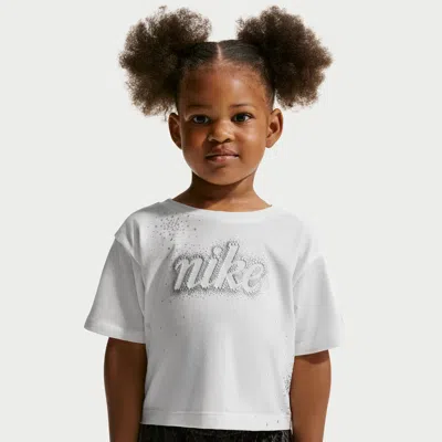 Nike Babies' Toddler Swoosh Sparkle Boxy T-shirt In White