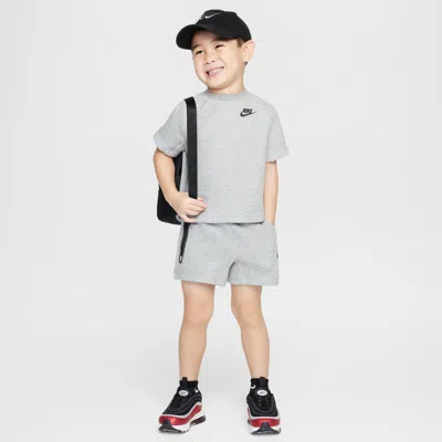 Nike Babies' Toddler Tech Fleece T-shirt And Shorts Set In Gray