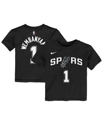 Nike Babies' Toddler Victor Wembanyama Black San Antonio Spurs Icon Name Number T-shirt