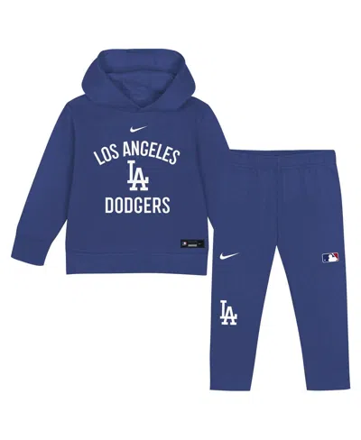 Nike Babies' Toddlerâ 2-piece Royal Los Angeles Dodgers Club Fleece Pullover Hoodie And Sweatpants Set In Blue