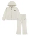 Nike Toddlers & Little Girls 4t-6t 2-piece Hoodie And Velour Flared Leggings Set In Neutral