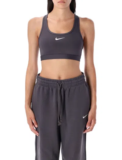 Nike Dri-fit Swoosh Medium Support Padded Sports Bra In Gray