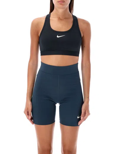 Nike Performance Sports Bra With Scoop Neck And Racerback Support In Blue