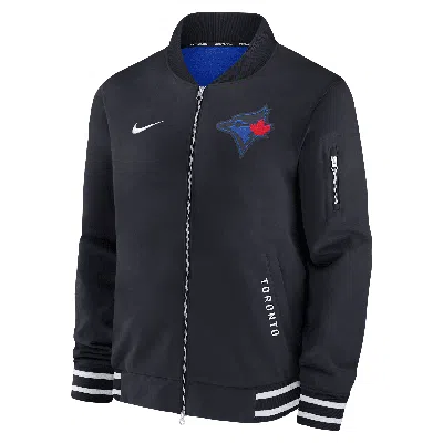 Nike Toronto Blue Jays Authentic Collection City Connect  Men's Mlb Full-zip Bomber Jacket In Black