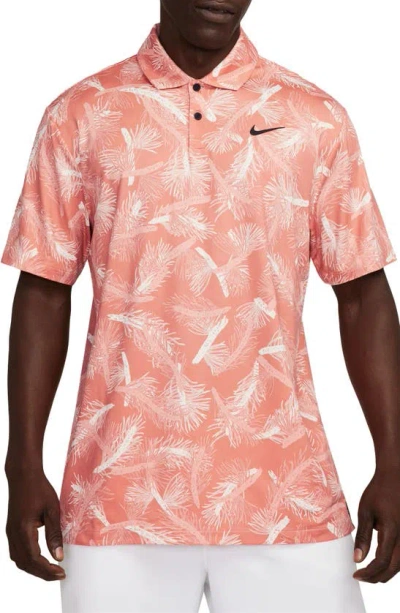 Nike Tour Pines Print Dri-fit Golf Polo In Light Madder Root/ Black