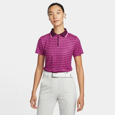 Nike Tour Women's Dri-fit Short-sleeve Printed Golf Polo Shirt In Burgundy