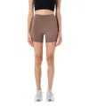Nike High Waistband Stretch Fabric Shorts In Brown