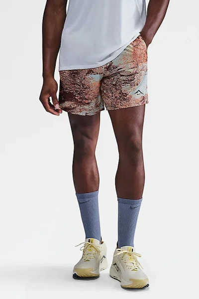 Nike Trail Dri-fit 6" Patterned Running Short In Sail, Men's At Urban Outfitters In Brown