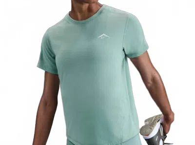 Nike Trail Dri Fit Short Sleeve Running Top In Cannon/summit White In Blue