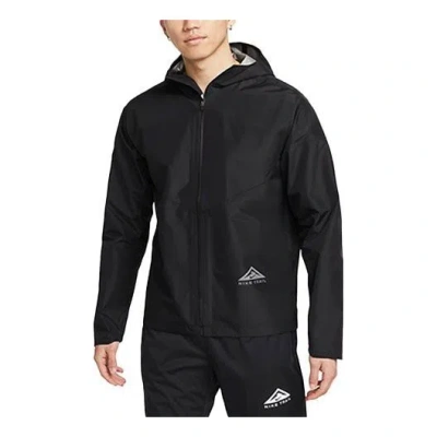 Nike Trail Series Gore-tex Solid Color Micro Mark Logo Printing Zipper Hooded Jacket Black