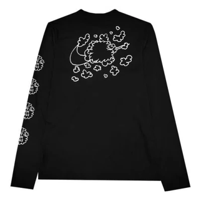 Nike Training Sports Printing Quick-dry Knit Ventilate Long Sleeve Male Black In Blue