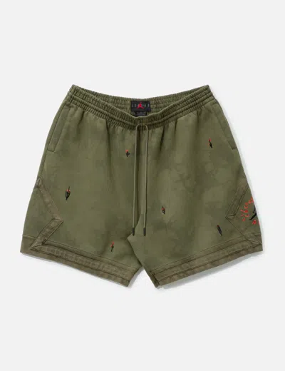 Nike Travis Scott X Jordan Washed Suede Shorts In Green