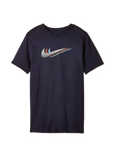 Nike Kids' Triple-logo T-shirt In Blue