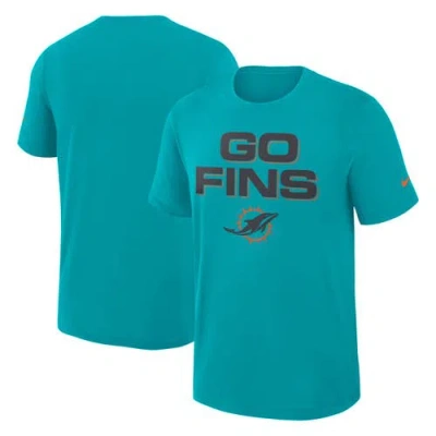 Nike Turbo Green Miami Dolphins 2025 Rivalries Collection Slub Dri-fit T-shirt In Blue