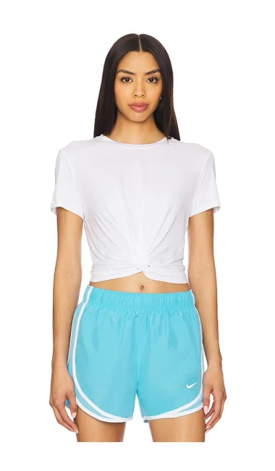 Nike Twist Short Sleeve Top In White & Black