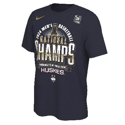 Nike Men's Navy Uconn Huskies 2024 Ncaa Men's Basketball National Champions Locker Room T-shirt In Blue