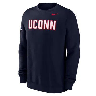 Nike Uconn Club Fleece  Men's College Crew-neck Sweatshirt In Blue