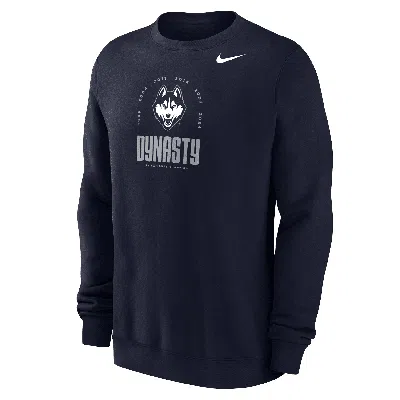 Nike Uconn Club  Men's College Fleece Crew-neck Sweatshirt In Blue