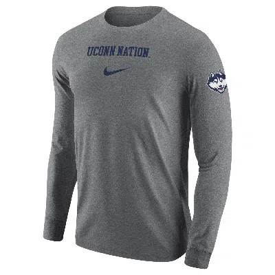 Nike Uconn  Men's College Long-sleeve T-shirt In Gray