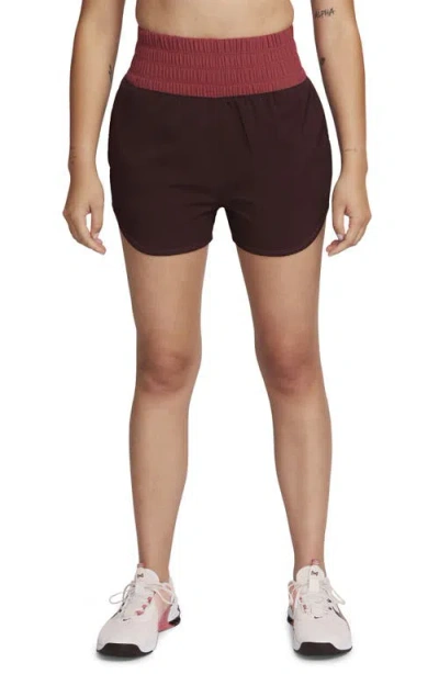 Nike Ultra High Waist Brief Lined Shorts In Burgundy