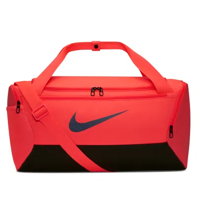 Nike Brasilia Small 9.5 Duffel Bag In Black/diffused Blue/hot Lava