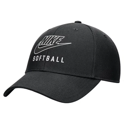 Nike Unisex Club Structured Dri-fit Softball Futura Swoosh Cap In Black