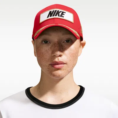 Nike Club Structured Racing Backstrap Hat In Red