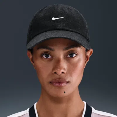 Nike Unisex Club Unstructured Denim Cap In Black