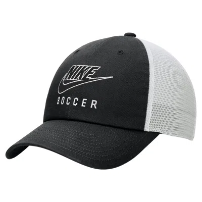Nike Unisex Club Unstructured Soccer Swoosh Trucker Cap In Black