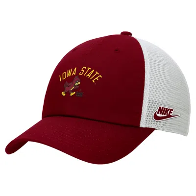 Nike Unisex College (iowa State) Unstructured Trucker Cap In Red
