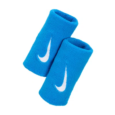Nike Unisex Court Premier Doublewide Tennis Wristbands In Blue
