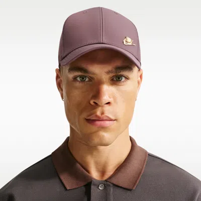 Nike Unisex Dri-fit Club Structured Metal Logo Cap In Purple