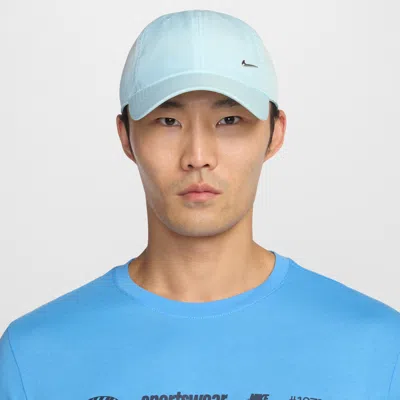 Nike Unisex Dri-fit Club Unstructured Metal Swoosh Cap In Blue
